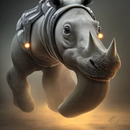 full portraits combine hippopotamus, rhinoceros, horse cyberpunk