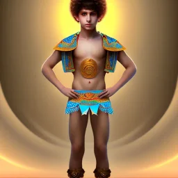 beautiful 12 year old arabic boy with curly hair and light blue eyes dressed in loincloth