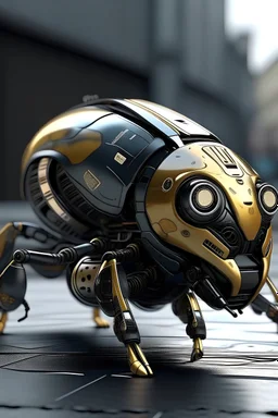 bee, paradox, cyborg, close-up, hyperdetail, 3D rendering, parked on the ground
