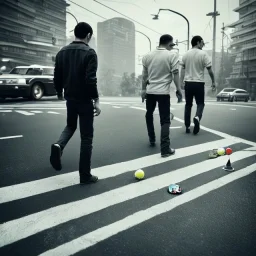 iteawon city night pool team crossing the road drinking beer