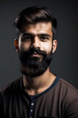 Young handsome indian man with short beard portrait