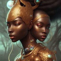 sango fantasy, fantasy magic, intricate, sharp focus, illustration, highly detailed, digital painting, concept art, matte, masterpiece head sexy African beauty black afro hair space lady seashells space