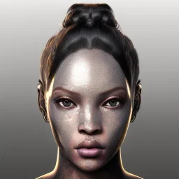 sango fantasy, fantasy magic, intricate, sharp focus, illustration, highly detailed, digital painting, concept art, matte, masterpiece head sexy front view black African beauty space lady silver carp skin one head African space night