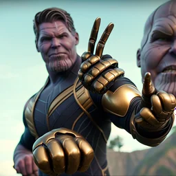 A sporty looking man with a grin on his face while holding Thanos' gloves Two infinity gauntlets contain six infinity stones, one of which is made with nano In the hands of a powerful man walking