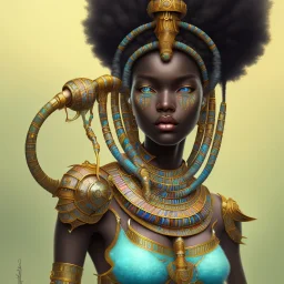 sango fantasy, fantasy magic, intricate, sharp focus, illustration, highly detailed, digital painting, concept art, matte, masterpiece head sexy African beauty black afro hair earth lady turquoise African huts Egyptian princess