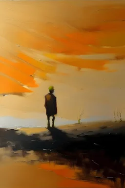 Minimalistic picture, oil painting , psychological thematic, without peoples