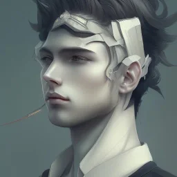 detailed anime young man, black semi-long hair, detailed bangs, intriguing details, serious expression, full body, keep head in frame, 8k, concept art, highly detailed, digital painting, concept art, sharp focus, illustration, WLOP and alphonse mucha and artgerm and yanjun Chen and Junji ito, HDR, octane rendering