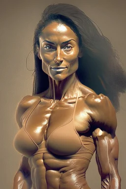 Tan woman with athletic build