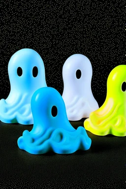 Spooky Ghosts in the shape of an outsole. Use only 3 colours.