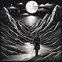[in Linocut style] in the silence of static, secrets scream the loudest: The Signal's Warning