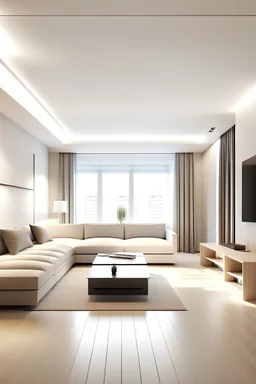 modern minimalist apartment living room with small budget