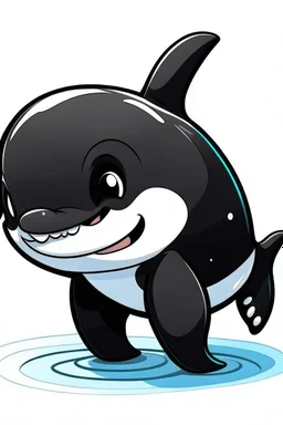 orca cartoon chibi with 2 leg