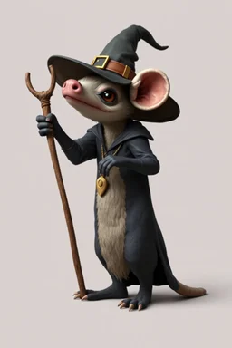 hi poly Mud luxury witch deviant Opossum T-pose just the character and simple background