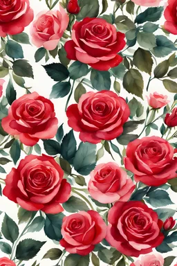 boho Watercolor Of Floral Pattern, pretty red roses, Flowers, Repeating Patterns, boho