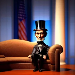 pixar style , volumetric oval office environment, cute abe lincoln with stovepipe hat