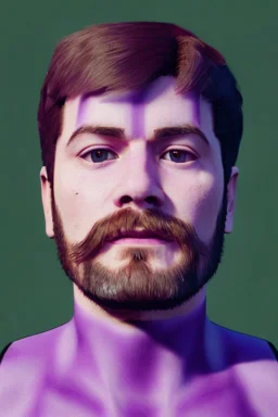 a portrait of a purple square face, Minecraft look, cute, farmer look, 2d, large pixel style