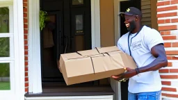 Tyrone suspiciously takes small delivered package from porch