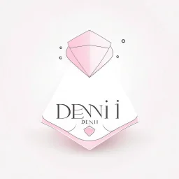 Create a logo with the name Deniz Boutique, inspired by diamond dresses, with the symbol of the dress, baby pink