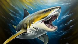 shark oil painting