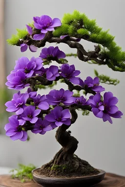 create one single beautiful purple bonsai flower