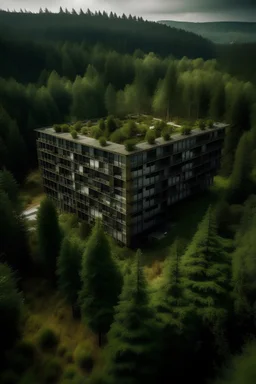 Bangunan hotel di tengah hutan