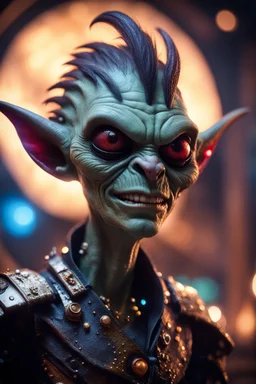 the most effective war paint, portrait of ultimate transcendent happy chat gremlin vampire alien chieftain punk frown with spotlights, in front of space portal dimensional glittering device, bokeh like f/0.8, tilt-shift lens 8k, high detail, smooth render, down-light, unreal engine, prize winning