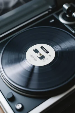 turntable playing white label vinyl