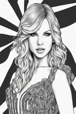coloring pages of taylor swift for adults, Designs Black and white, No Shading