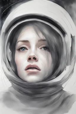 A spaceship on the background of a black hole, soft color pencil, oil, sketch, Agnes Cecile