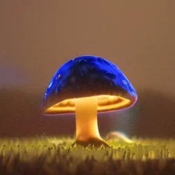 MUSHROOM lANDSCAPE BURNING IN BLUE FLAMES