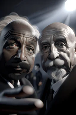 kanye west(Ye) and albert einstein selfie , photo-realistic, shot on Hasselblad h6d-400c, zeiss prime lens, bokeh like f/0.8, tilt-shift lens 8k, high detail, smooth render, down-light, unreal engine 5, cinema 4d, HDR