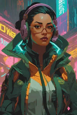 A beautiful portrait painting of a cyberpunk Amity Blight from The Owl House by pascal blanche and sachin teng and sam yang and greg rutkowski, in style of colorful comic. symmetry, hyper detailed. octanev render. trending on artstation