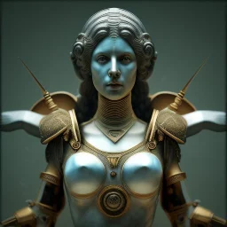 a greek marmor statue of athena, steam punk, scary, horror, realistic, made in octane, cinematic, movie, CGI, ultra-realistic, extremely detailed octane rendering, 8K, VRAY Super Real ar 2:3, dof photorealistic futuristic 50mm lens hard lighting dark gray tintype photograph, realistic lighting, sephia colors