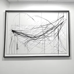 Wrong scribbles on paper, frame, foam, hyperminimalist, art exhibition