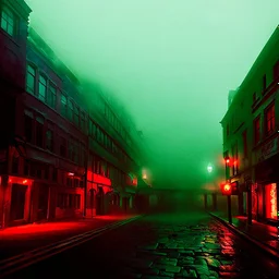 Dark street creepy fog colours strong texture 8k artistic Photography volumetric light, Yves Tanguy Max Ernst 8k 3d