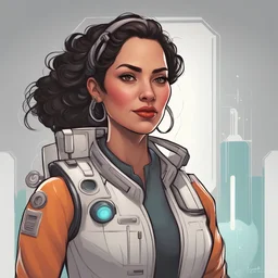 friendly digital illustration hispanic woman science fiction character portrait