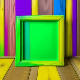 A simple wooden frame without decoration in the colors of Mardi Gras green, purple and yellow with a light background to remove