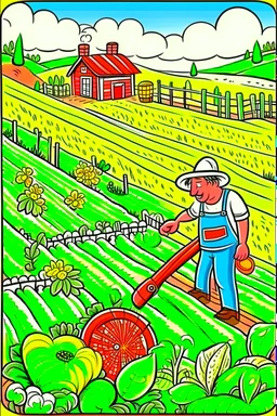 hand painted organic farming cartoon poster