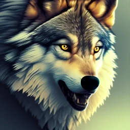 Wolf, red, orange, yellow, green, blue, purple, masterpiece, expert, 8K, hyperrealism, sharp focus, cinematic lighting