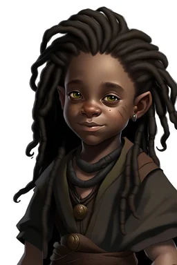 halfling with dreads black dnd character realistic