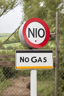 Round sign, red circle with stripe trough showing no gas