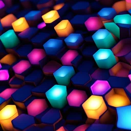 abstract honeycomb neocube with ambient illumination