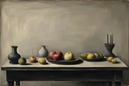 Still life on a table in the style of Vilhelm hammerschoi