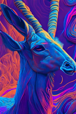 chamois llama alligator porpoise guanaco ,psychedelic, vibrant color scheme, highly detailed, sharp, romanticism, cinematic, concept art, 4k, 8k, trending on art station, purple and blue tones