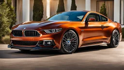 A luxurious (((fusion of a bmw and ford mustang))), its sleek contours and opulent details blending seamlessly together
