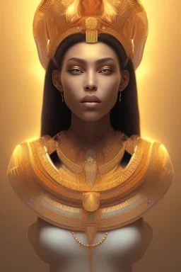 A beautiful portrait of Pharaonic queen , high key lighting, volumetric light high details psychedelic background