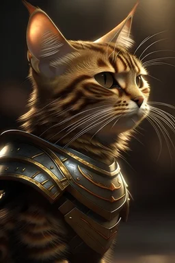 brave cat ultra hd warrior, realistic