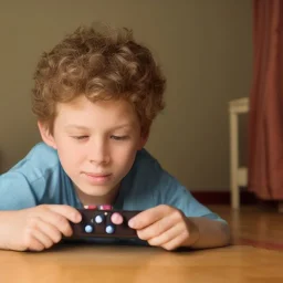 portrait of a boy playing games in the room