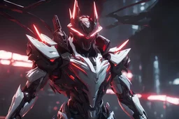 grendel in 8k solo leveling shadow artstyle, ice white robot them, red neon effect, full body, apocalypse, intricate details, highly detailed, high details, detailed portrait, masterpiece,ultra detailed, ultra quality