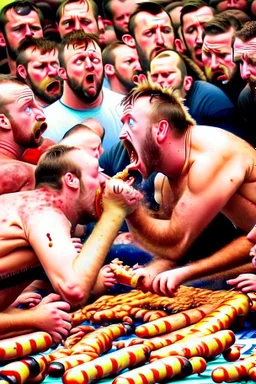 Sausage eating competition ended up in chaos